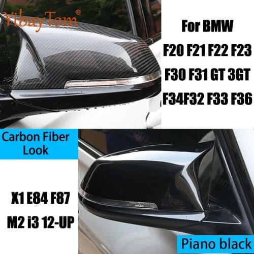 2pcs Side Rearview Shell Mirror Cover Caps Carbon Fiber Pattern for BMW F20 F21 F22 F23 F30 F31 F32 F33 F34 F87 Accessories