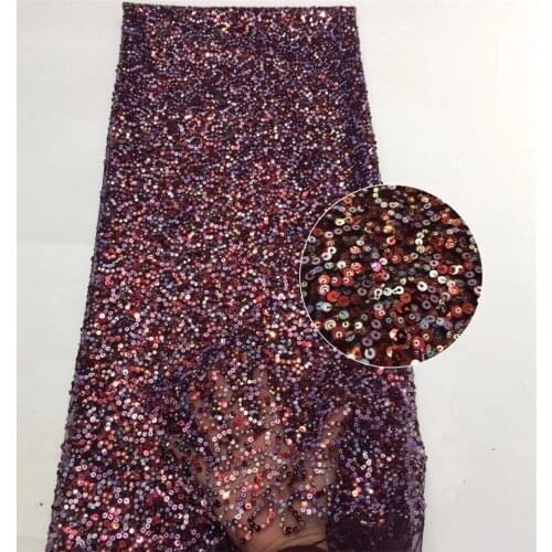 2021 New African Lace Fabric High Quality French Nigerian Sequined Tulle Lace Fabric ZX3683