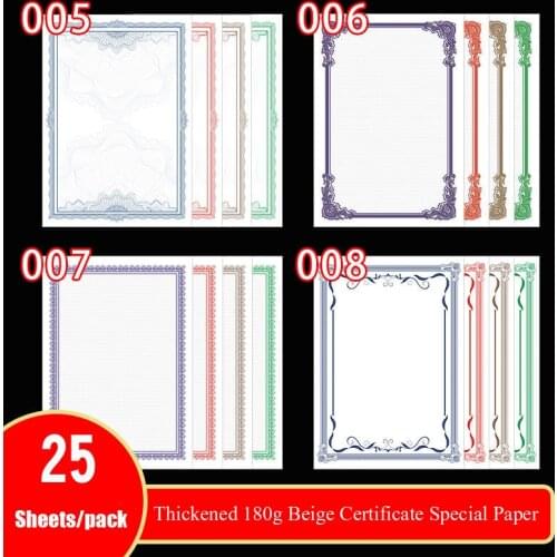 25 Sheets Award 180g Certificate Paper Blank A4 Paper Diploma Certificate Paper for Graduation Ceremony Office School Supplies