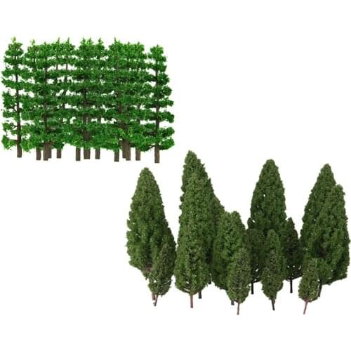 40 Pcs 3.5" Fir Trees HO N Scale Model Train Layout Scenery Set