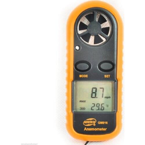 50pcs GM816 HandheldDigital Wind Speed Gauge Meter GM816 30m/s (65MPH) Pocket Smart Anemometer Air Wind Speed