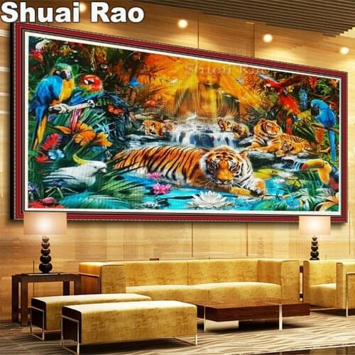 5D Diamond Painting"Buddha Statue"Full Square round Drill Home Decoration Cross Stitch Mosaic Embroidery Tiger Forest Picture