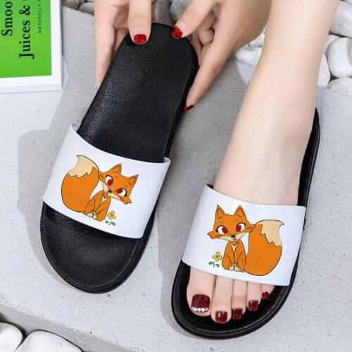 90s Girls Slide Sandals cute foxes Fun Cartoon Print women slippers 2021 Harajuku Summer slippers for Ladies mujer