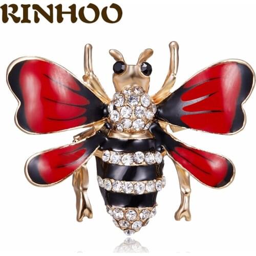 New Trendy Bee Brooches for Women Rhinestone Pearl Vintage Jewelry Fashion Insect Brooch Pin Female Anniversary Gift 2 Colors