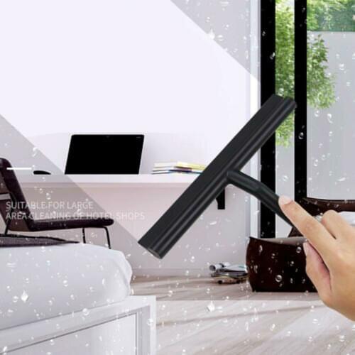 Shower Squeegee Window Glass Wiper Scraper Cleaner with Silicone Blade & Holder Hook for Bathroom Kitchen Car Glass Black