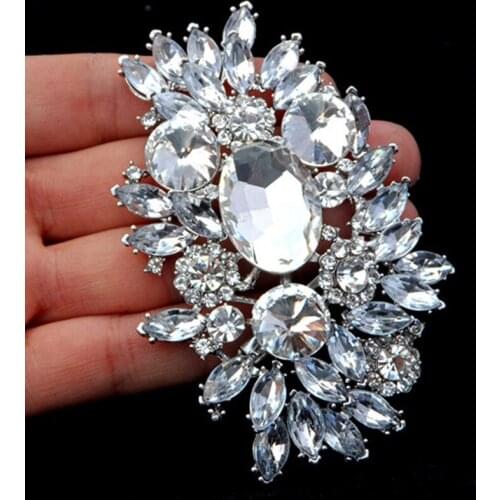 Express Shipping Free 60PCS/LOT Wholesale Large Glass Crystal Fabulous Brooch