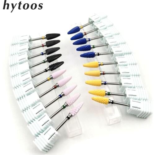 5 Colors Nail Drill Bit 3/32" Rotary Ceramic Bullet Burr Bits For Manicure Drill Accessories Manicure Cutters Milling Tools