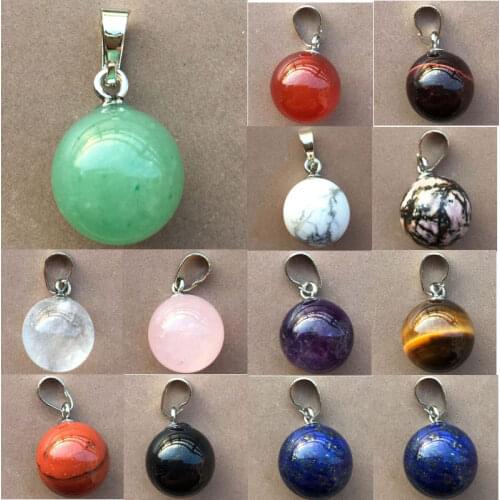 Howlite Aventurine Tiger Eye Crystal Lapis Lazuli Carnelian Blue Sand Howlite Round Pendant bead WB881