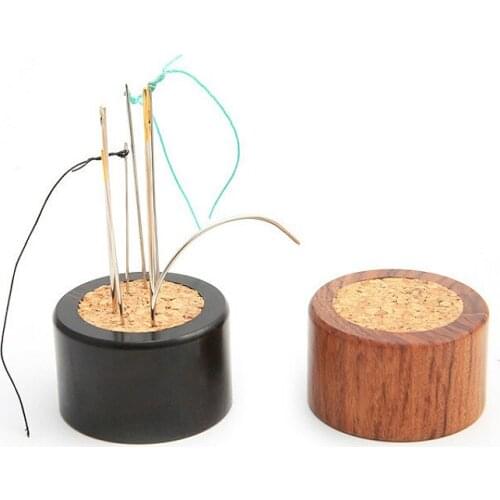 Needle storage tool Red sandalwood needle insertion leather DIY circular pin holder base oak core