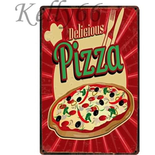 [ Kelly66 ] DELICIOUS PIZZA Vintage Metal Sign Tin Poster Home Decor Bar Wall Art Painting 20*30 CM Size y-1639