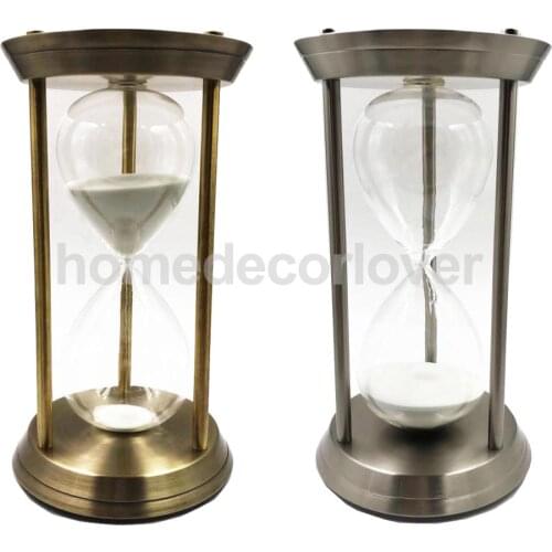 Classic Elegance Metal Frame Sandglass Hourglass Sand Clock Rotating Timer Desktop Ornament 30/60 Minutes Countdown