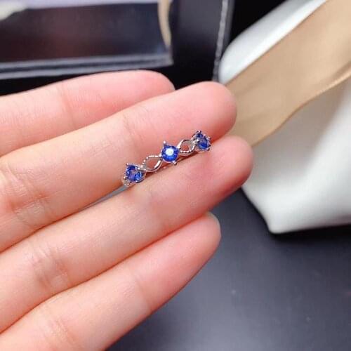 Lovely delicate Slender Hollow out Natural blue sapphire Ring S925 Silver Natural gemstone Ring girl Women party gift Jewelry