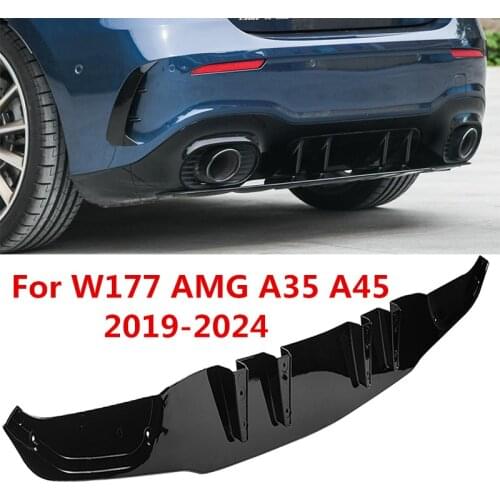 Glossy Black Rear Bumper Lip Diffuser Spoiler Splitter Body Kit For Mercedes Benz W177 AMG Hatchback Sedan A35 A45 2019-2024