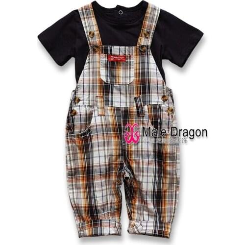 New born baby clothes set 1st Birthday Outfits Suit 3 6 Months Summer cheap newborn clothing Boy Plaid Overalls 2 piece sets