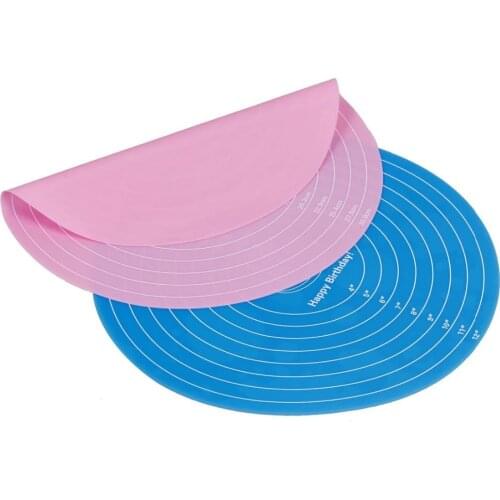 12inch Round Silicone Pastry Mat With Measurements For Cake Turntable Stand DIY Making Size Guide Kitchen Baking Mat