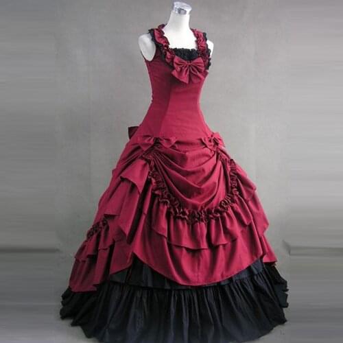 Summer women elegant Vintage victorian lolita dress Ladies evening party bandage slim Flounced long gothic dress lolita costume