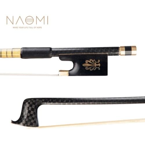 Naomi 4/4 Violin Bow Carbon Fiber Bow Ebony Frog Grid Carbon Fiber Bow White Mongolia Horsehair Well Balance