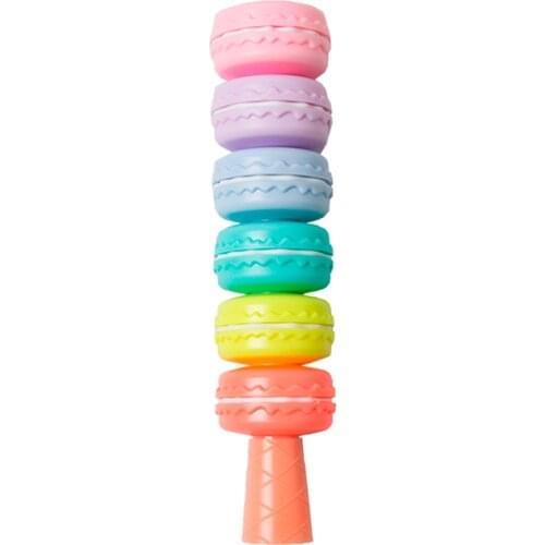 6 Pcs Macaron Highlighter Portable Fluorescent Maker Pen Cartoon Fluorescent Pen Detachable Combinable Design for Kids
