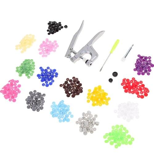 Metal Fastener Snap Pliers Kam Button T3 T5 T8 snap +150 T5 Plastic Resin Buttons Press Stud Cloth Press Pliers Tools Set