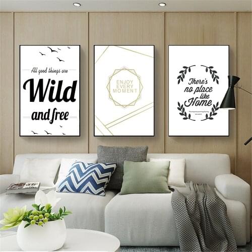 Poster Black and White Wall Art Picture Quotes Wild and Free Enjoy Moment Life Quote Nordic Style Kids Room Decor Cuadros Decor