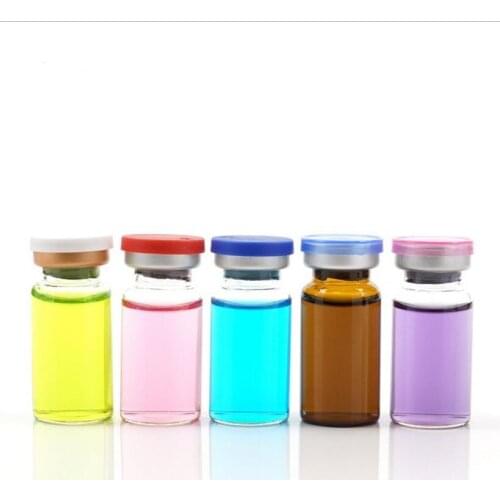 10ML Clear Glass Vials With Flip Off Cap, 1/3oz Transparent Glass Bottle With Colorful Stopper 1500pcs/lot