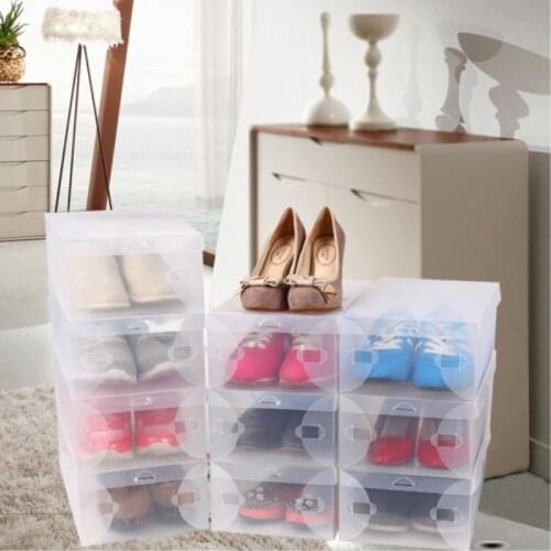 28 x 18 x 10 cm Transparent Womens Stackable Crystal Clear Plastic Shoes Storage Boxes 11pcs /lot Free Shipping