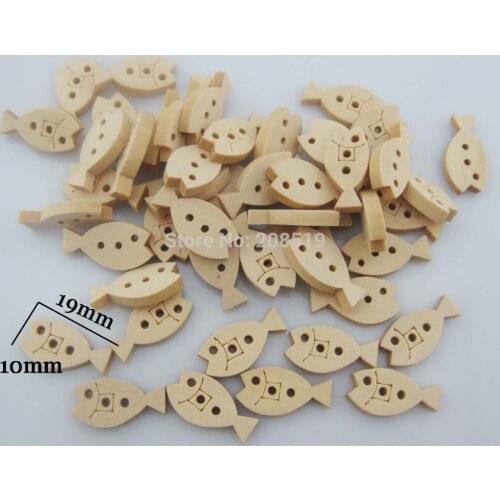 WB0279 Baby clothes buttons Fish shape 150pcs/lot 10mm*19mm natural wood DIY scrapbooking accessories