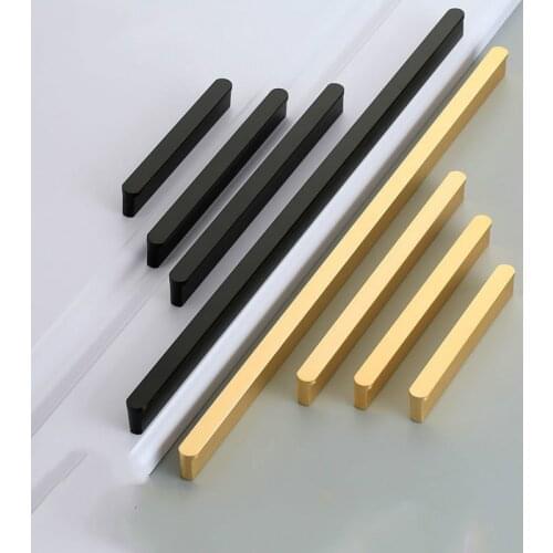 Modern Aluminum Alloy Cabinet Door Handle Golden Brushed Wardrobe Drawer Knob Lengthen Home Decoration Furniture Hardware