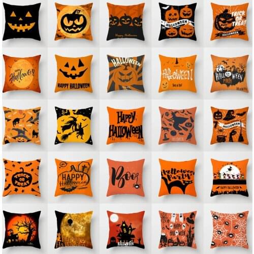 Happy Halloween Pillow Cases Fall Decorations Pumpkin Witch Spider Web Printed Pillowcase Sofa Cushion Cover Festival Gift
