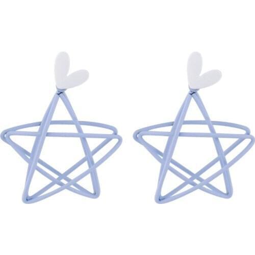 Star Earring Personality Exaggerated Heart Five-pointed Star Ear Nail Female Korean Temperament Long Paragraph Pendant Girl Gift