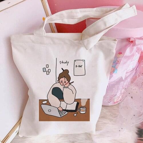 Women Package Elegant Canvas Bag Handbags Girls Handbag Japanese Cartoon Print Shoulder Bags Casual Shopping Tote