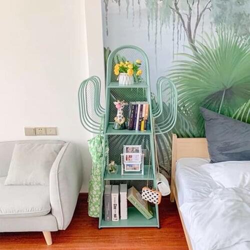 Creative Storage Children Bedroom Bedside Table Filing Cabinet Wrought Iron Mesilla De Noche Light Luxury Multi-layer Shelf