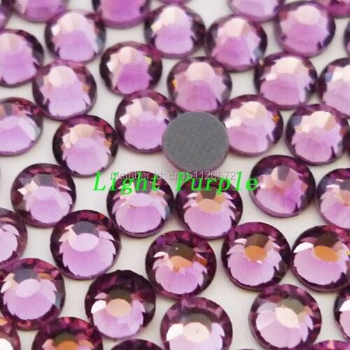 High Quality! LT. Purple DMC Hotfix FlatBack Rhinestones Clothing Bag shoe decoration iron on rhinestone glass with gule