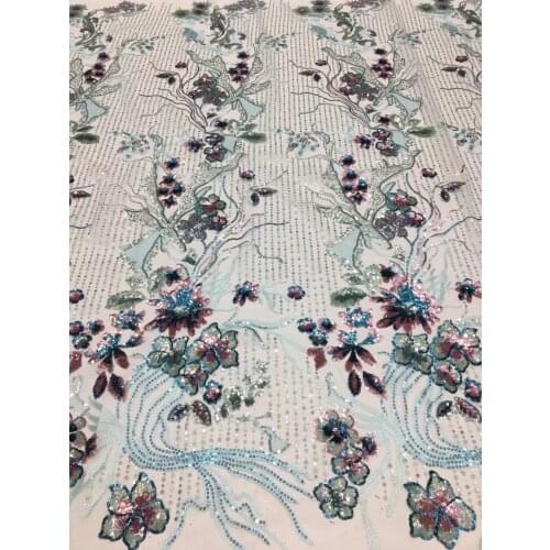 8 colors (5yards/pc) High quality sequins embroidered African tulle lace fabric newest French net lace for party dress FSS435