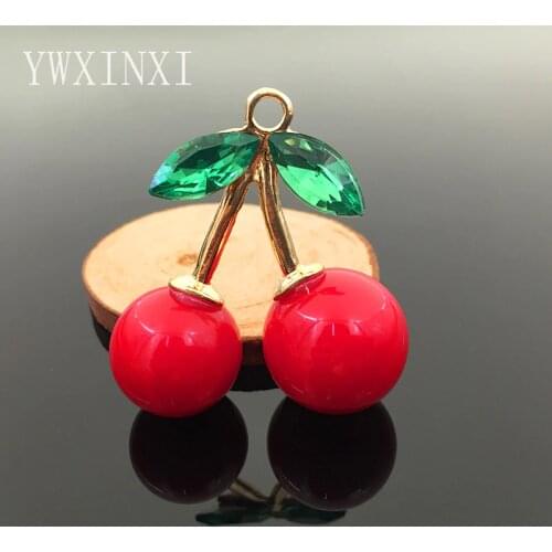 YWXINXI Explosion models high quality alloy red 5 pcs cherry pendant jewelry ornaments wedding layout diy creative production cr