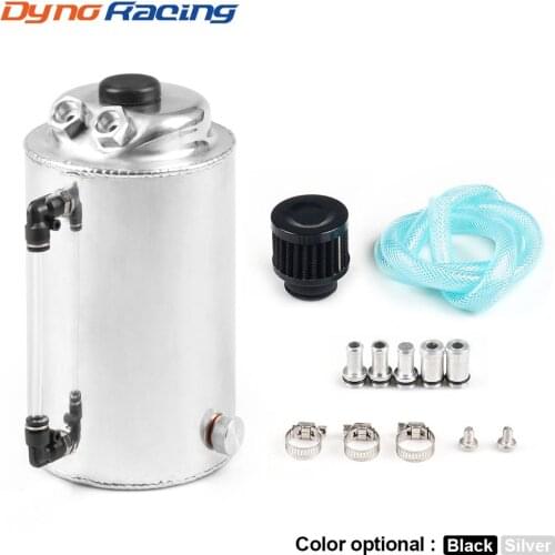 1.75L 1.75 Litre Aluminium Polished Round Oil Catch Can Tank With Breather Filter Fuel Tank YC100722