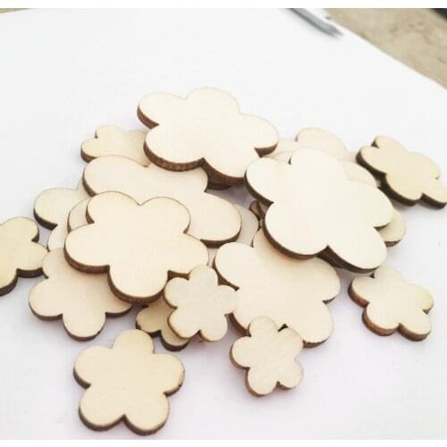 100Pcs Mixed Sizes Flower Shape MDF Unfinished Wood Blank Plaque for DIY Craft Pyrography