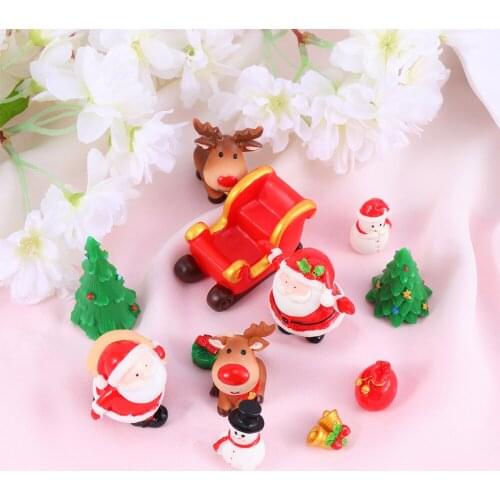 12pcs Christmas Micro-landscape Ornaments Christmas Mini Desktop Ornaments Creative Christmas Resin Crafts Mini Santas Snowman E