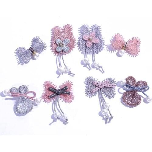 16pcs/lot Plush Fabric Padded Appliques Cartoon bowknot Patch for Clothing Craft Sticker DIY Hair Ornament DIY Supplies