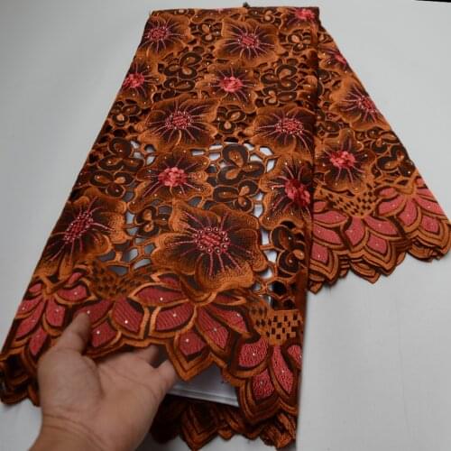 5yards/pc) High quality hand cut African voile lace rich embroidered Swiss cotton lace fabric for party dress 12 colors CLP494