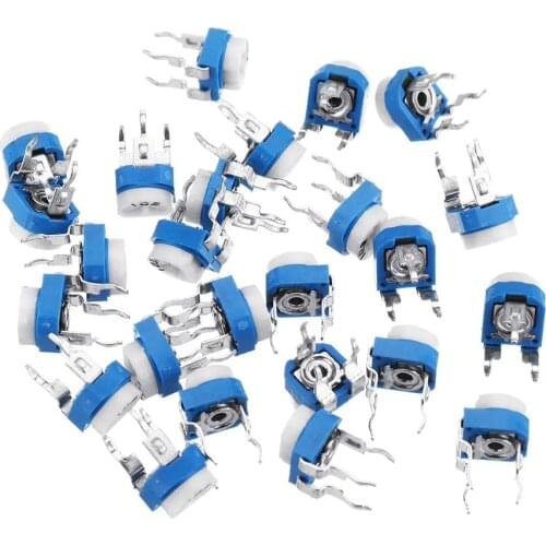 50pcs RM065 100 200 500 1K 2K 5K 10K 20K 50K 100K 200K 500K 1M ohm Horizontal Pot Variable Cermet Potentiometer Trimmer Resistor