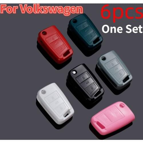 6 Pcs One Set Soft Tpu Car Key Cover Case for Volkswagen VW Golf7 Mk7 Seat Ibiza Leon FR 2 Altea Aztec for Skoda Octavia