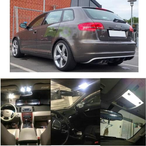 8x LED interior lighting complete set For Audi A3 8P / 8PA without LP trunk glove box make-up mirror lighting error free