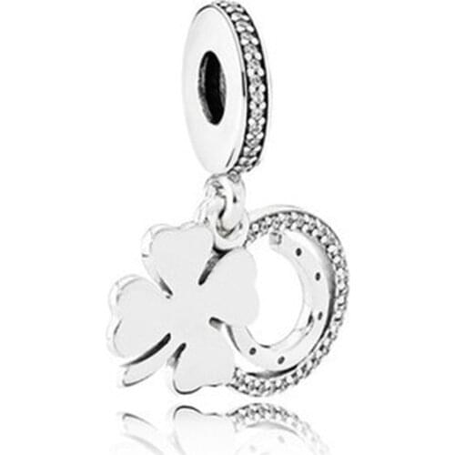 925 Sterling Silver Charm Beads Rialto Clover Lucky 4 Leaf Charms Bead Fit Pan Charm Bracelets for Women Jewelry