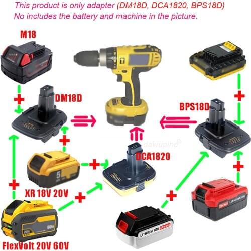 Adapter Converter DM18D BPS18D DCA1820 For DeWalt 18V Tool For DeWalt Milwaukee Black Decker Porter-Cable Stanley Li-ion Battery