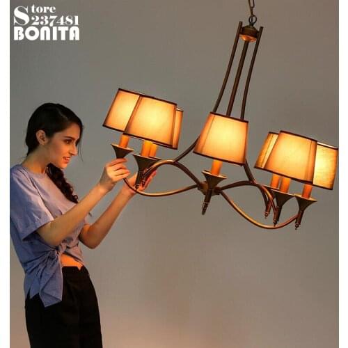 American Droplight Loft Minimalist Pastoral Mediterranean American Vintage Pendant Lamp Village Candle Cord Pendant Light Iron