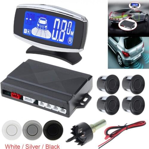 12V Double CPU LCD Display Car Monitor Parking Sensor Auto Radar Detector 4 Sensors Alarm Indicator Reverse Backup Radar System