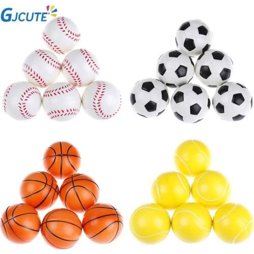 6PCS Hand Basketball baseball Football Tennis Exercise Soft Elastic Squuze Stress Reliever Ball Kid Small Ball Toy