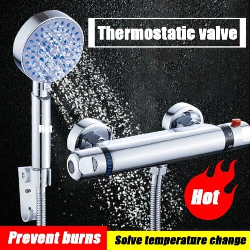 Shower Thermostatic Mixer For Bathroom Shower Faucet Hot And Cold Systems 38° Dual Handle Rain Shower Head