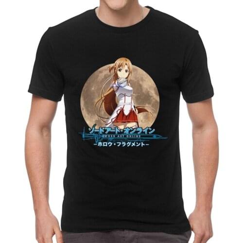 Asuna Yuuki T-shirt Men Novelty T Shirt Short Sleeve SAO Sword Art Online Sword Warrior Anime Animation Tshirt Cotton Tees Top